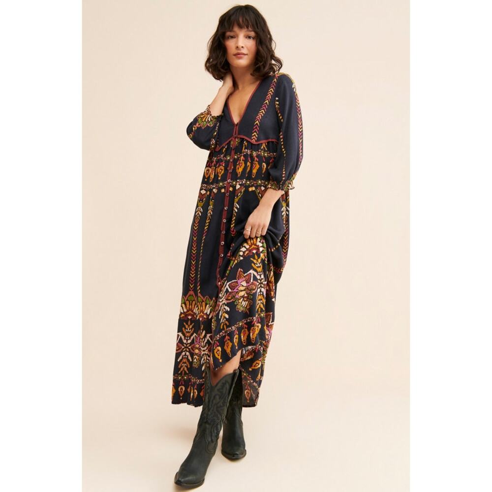 Free People Foley Maxi Dress | Washed Black Boho V-Neck | Small | Good condition